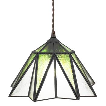 Zelený závěsný Tiffany lustr ve tvaru květu Hiede - Ø 31*107 cm E27/max 1*40W 5LL-6222