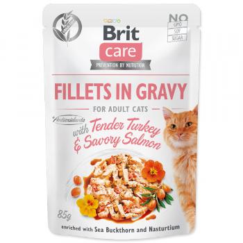 Kapsička Brit Care Cat Fillets in Gravy with Tender Turkey & Savory Salmon 85g