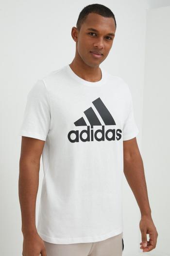 Bavlněné tričko adidas bílá barva, s potiskem, IC9349