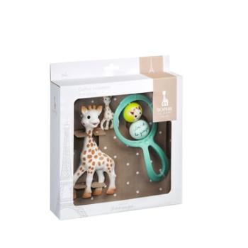 VULLI Dárková sada Sophie la girafe® k narození se Sophie la girafe®, 1 chrastítko Swing, 1 klíčenka