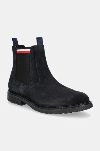 Semišové kotníkové boty Tommy Hilfiger HILIFGER OUTDOOR SUEDE CHELSEA pánské, tmavomodrá barva, FM0FM05191