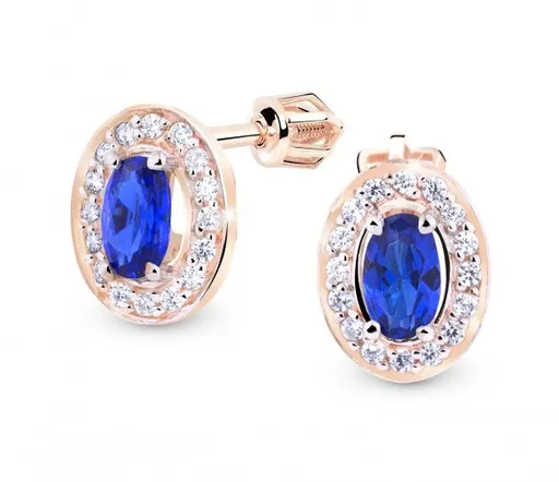 Cutie Jewellery Třpytivé zlaté náušnice se zirkony Z8049-30-X-4 modrá