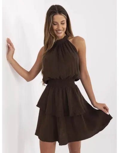 Mušelínová letní šaty tmavě hnědé