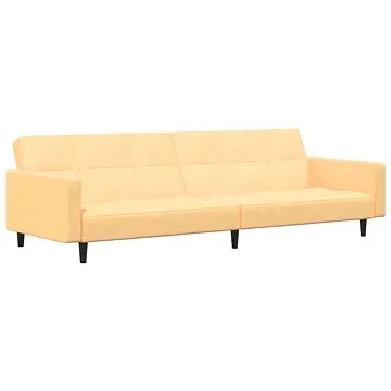 2místná rozkládací pohovka krémová mikrovlákno, 340682 (340682)