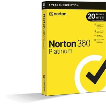 Norton 360 Platinum 100GB, VPN, 1 uživatel, 20 zařízení, 12 měsíců (elektronická licence) (21428036)