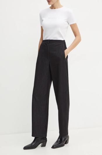 Kalhoty MAX&Co. dámské, černá barva, jednoduché, high waist, 2426786013200