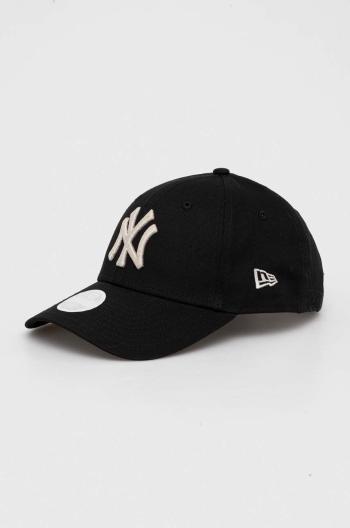 Bavlněná baseballová čepice New Era černá barva, s aplikací, NEW YORK YANKEES