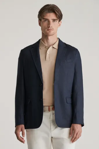 BLEJZR GANT SLIM GMNT DYE LINEN BLAZER EVENING BLUE