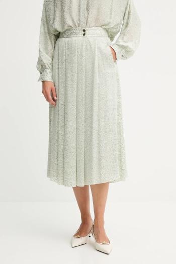 Sukňa s prímesou hodvábu Forte Forte zelená farba, midi, áčkový strih, 14125.my.skirt