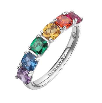 Brosway Slušivý stříbrný prsten Fancy Joyful Rainbow FJR07 58 mm