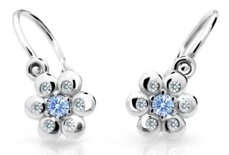 Cutie Jewellery Kytičkové dětské náušnice z bílého zlata C2247-10-X-2 světle modrá