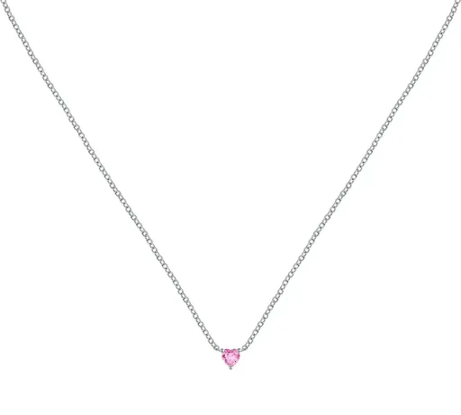 La Petite Story Stříbrný náhrdelník s růžovým srdíčkem Silver LPS10AWV16