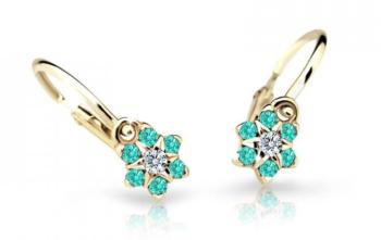 Cutie Jewellery Půvabné dětské náušnice ze žlutého zlata C2152-10-X-1 světle zelená
