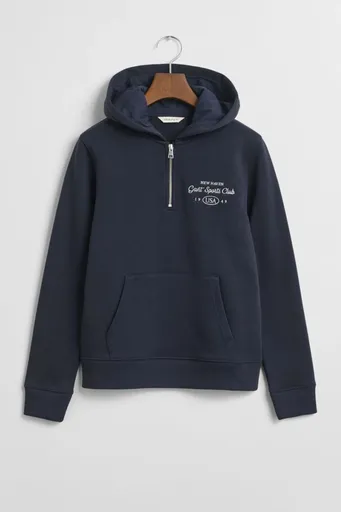 MIKINA GANT SPORT CLUB GRAPHIC HALF-ZIP HOODIE EVENING BLUE