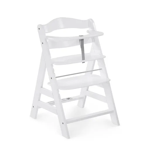 Hauck Alpha+ set 2v1 dřevěná židle, white + polstrování Melange charcoal