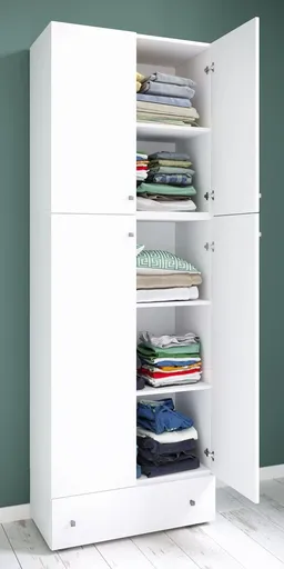 VCM Šatní skříň Lona XXL s otočnými dveřmi se zásuvkou, bílá