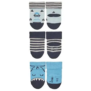 Sterntaler kojenecké s manžetou chlapecké 3 páry modré plachetnice,žralok 8312251 (HRAjkob1099nad)