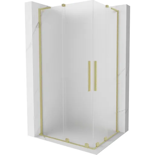 MEXEN/S Velar L Duo sprchový kout, posuvné dveře 90 x 80, dekor, zlato kartáčovaná 871-090-080-02-33-55