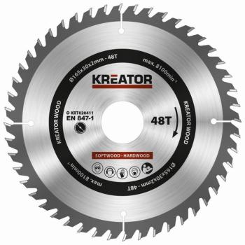 KREATOR KRT020411 Pilový kotouč na dřevo 165mm, 48T