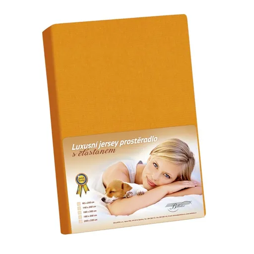 Bellatex Jersey prostěradlo s elastanem oranžová, 200 x 220 cm