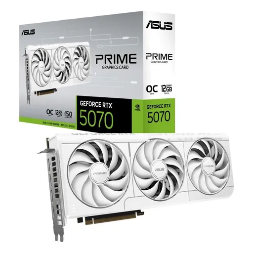 ASUS VGA NVIDIA GeForce RTX 5070 PRIME 12GB OC WHITE, 12GB GDDR7, 3xDP, 1xHDMI