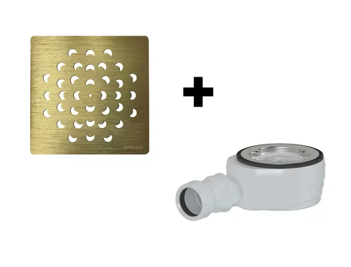 GELCO SET Čtvercová krytka sifonu zlatá KSM104G + sifon SN90 KSM104G-SN90