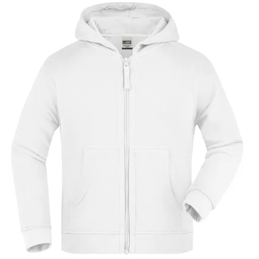 James & Nicholson (Daiber) Dětská mikina na zip s kapucí JN059k - Bílá | M