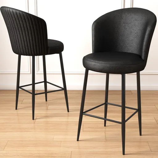Bar Stool Set (2 Pieces) Uras - Black
