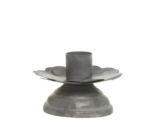 Zinkový antik kovový svícen na úzkou svíčku Flower - 7*11*4 cm Chic Antique