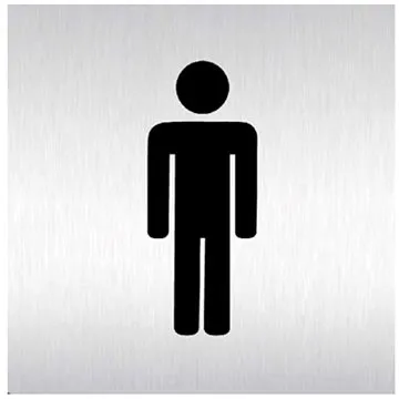 Znak rozlišovací "WC-muži", 60 x 60 mm, samolepící, nerez (148317)