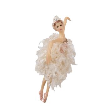 Závěsná dekorace Ballerina v peříčkové sukni - 11*2*15 cm 65264