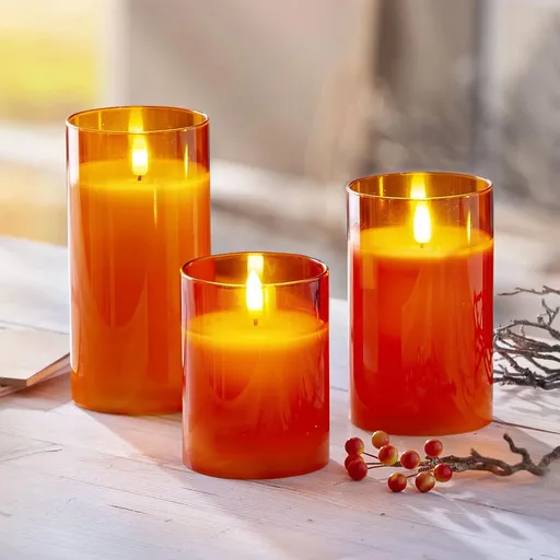 Weltbild LED Svíčky ve skle, oranžové, sada 3 ks