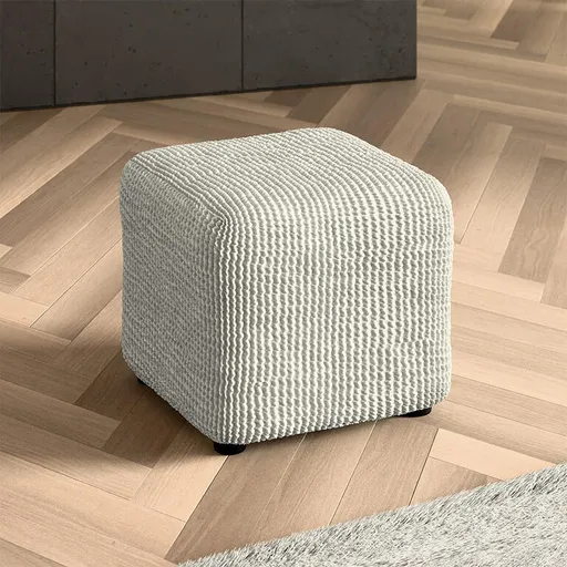 Bielastické potahy COSTINA smetanová taburet (40 x 40 x 40 cm)