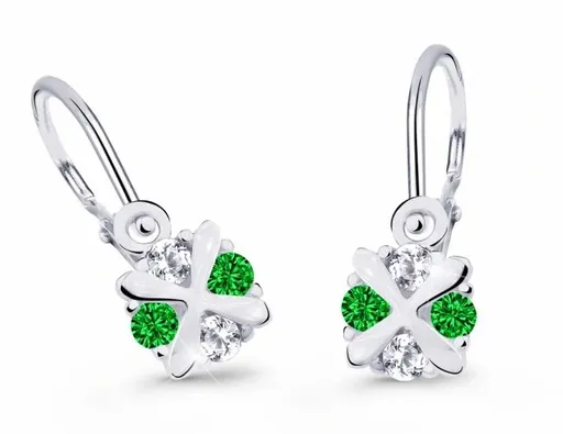 Cutie Jewellery Dětské náušnice z bílého zlata C2153-10-X-2 zelená