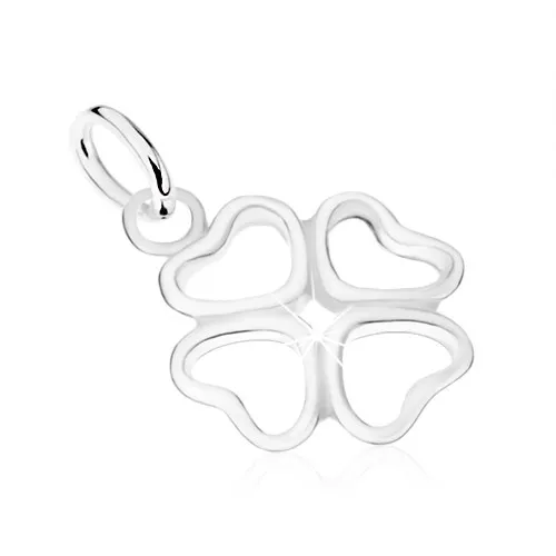 Přívěsek ze stříbra 925 - čtyřlístek z obrysů srdíček, symbol štěstí