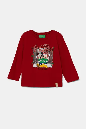 Dětské bavlněné tričko s dlouhým rukávem United Colors of Benetton