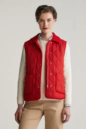 VESTA GANT QUILTED VEST WITH CORD DETAILS RUBY RED