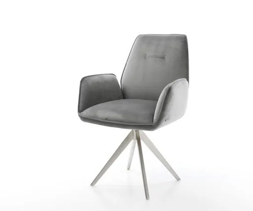 Otočná židle Zoa-Flex šedá samet křížová podnož hranatá