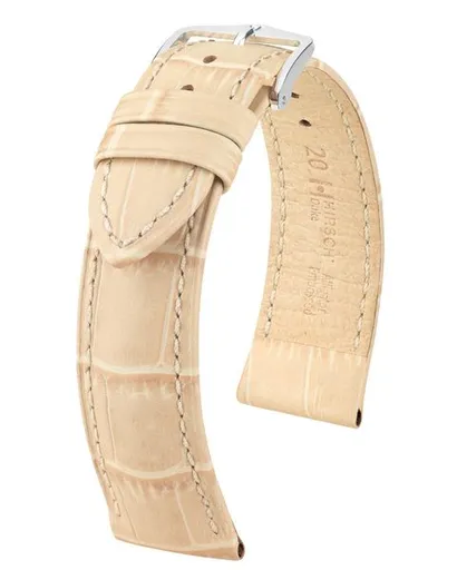 Řemínek Hirsch Duke (NO QR) - béžový - 20 mm - M – Střední délka - 18 mm - Stříbrná