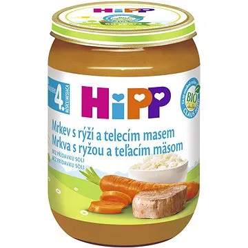 HiPP BIO Mrkev s rýží a telecím masem od uk. 4.-6. měsíce, 190 g (9062300101109)