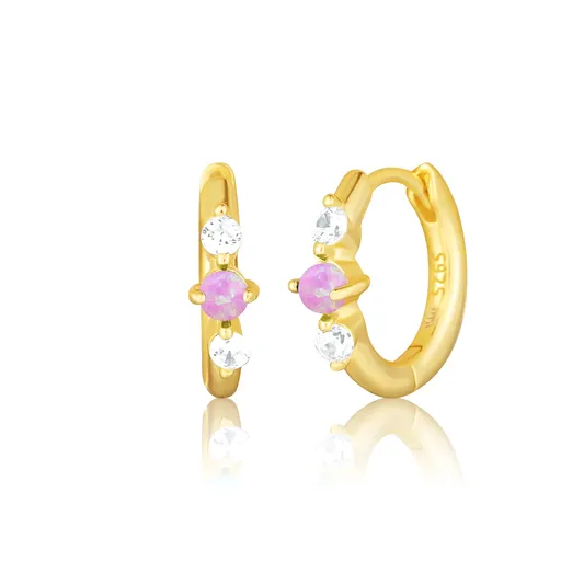 JVD Pozlacené kruhové náušnice s růžovými syntetickými opály SVLE3073XH2G400