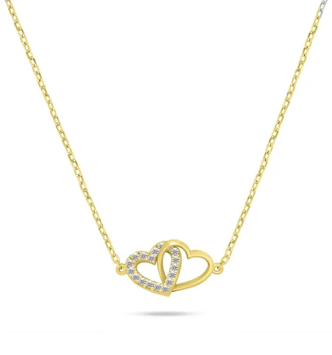 Brilio Silver Pozlacený náhrdelník Propojená srdíčka NCL204Y
