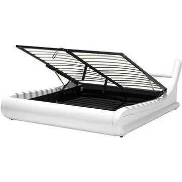 Bílá BELIANI kožená s úložištěm 180 × 200 cm AVIGNON (beliani_83965)