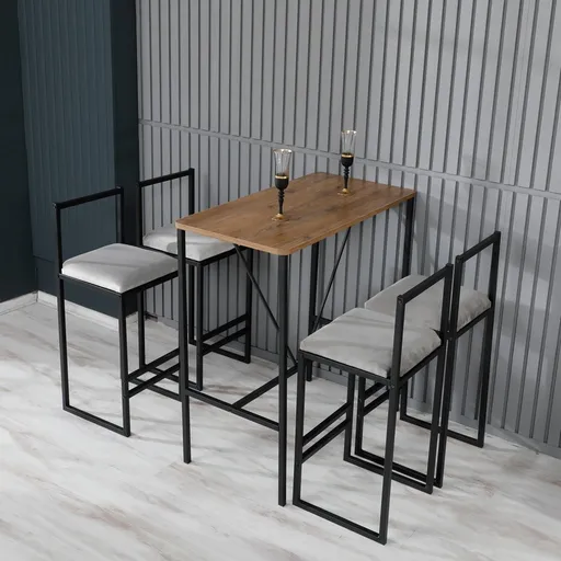 Bar Table & Stool Set (5 Pieces) Nordic - Cream