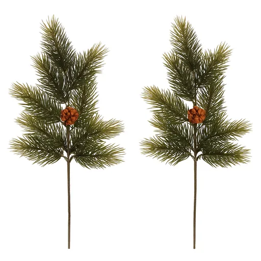 Sada borovicových větví se šiškami, 50 cm, 2 ks, zelená