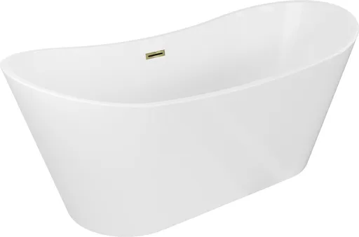 MEXEN/S Montana vana volně stojící 180 x 80, bílá, sifon a přepad zlatá 52011808000-50