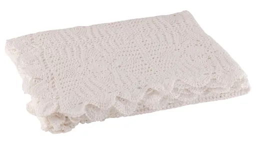 Bílý bavlněný krajkový ubrus Lace white - 200*135cm 23059