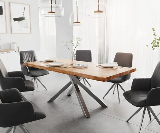 Jídelní stůl Edge 200x100 XL akácie přírodní křížová podnož