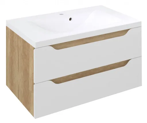 SAPHO WAVE umyvadlová skříňka 79,7x45x47,8cm, bílá/dub alabama WA080-3022