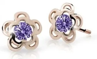 Cutie Jewellery Půvabné dětské náušnice z růžového zlata C2204-30-X-4 fialová